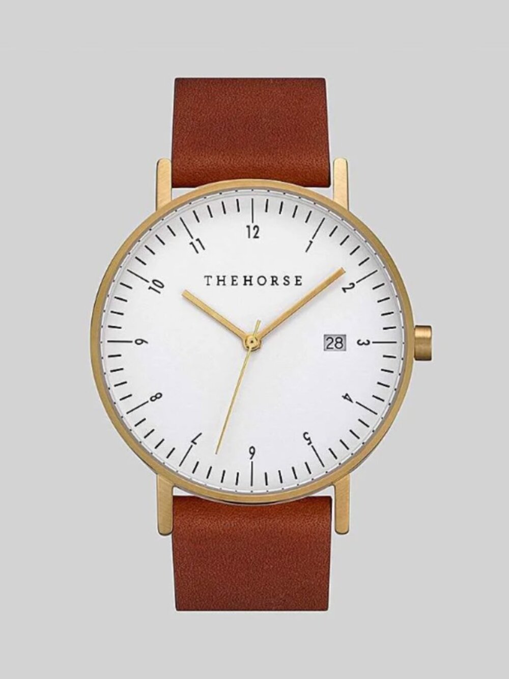 The Horse D Series Brushed Gold Tan Leather Watch